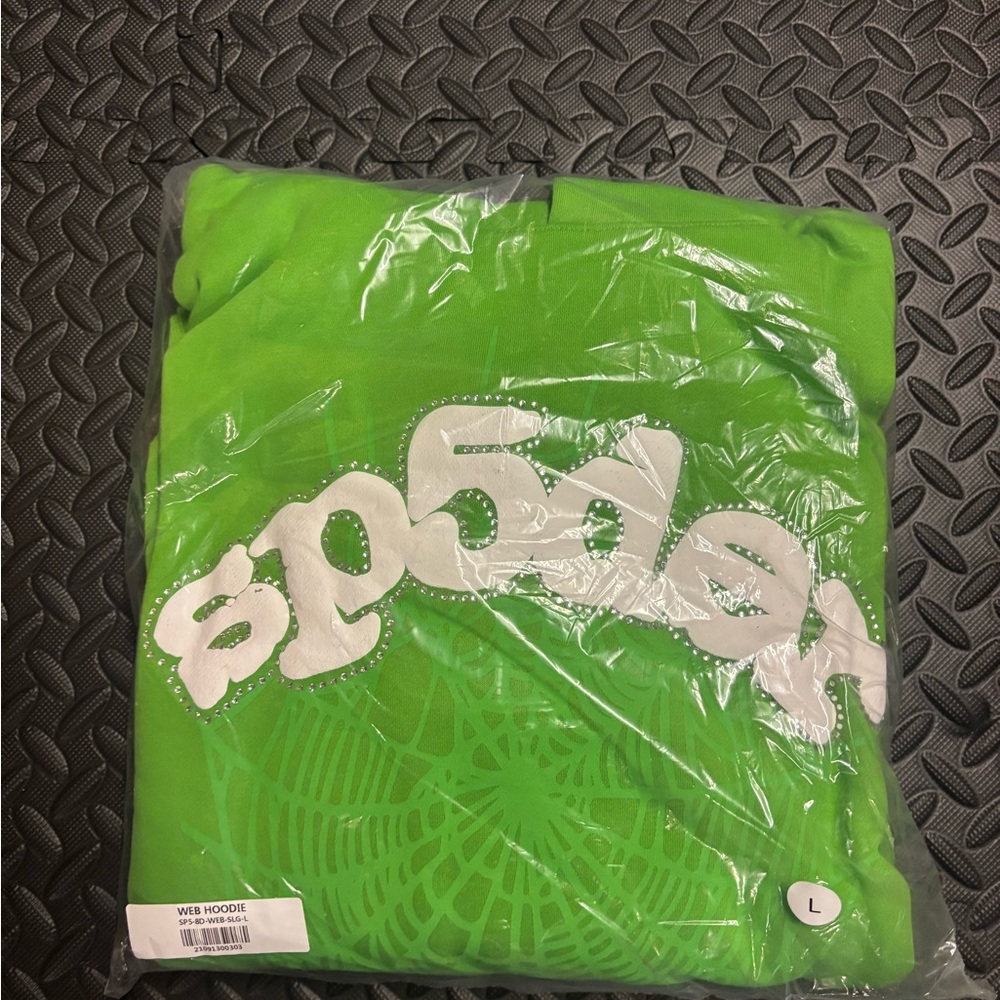 Green Sp5der Hoodie Rhinestones